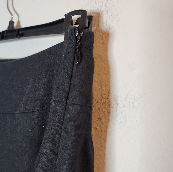 Pursuits Ltd linen black maxi skirt slit lined women's  size 10. - Picture 6 of 14